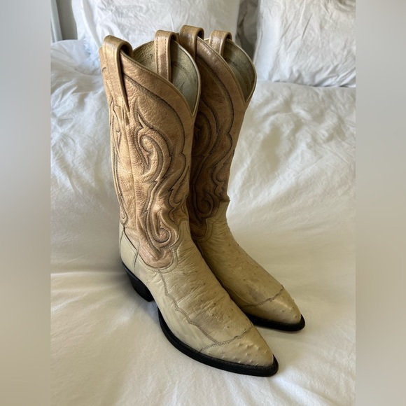 Tony Lama Other - Vintage Tony Lama Ostrich Boots Size 7.5 | Beige | Style #9030 | Wingtip.
